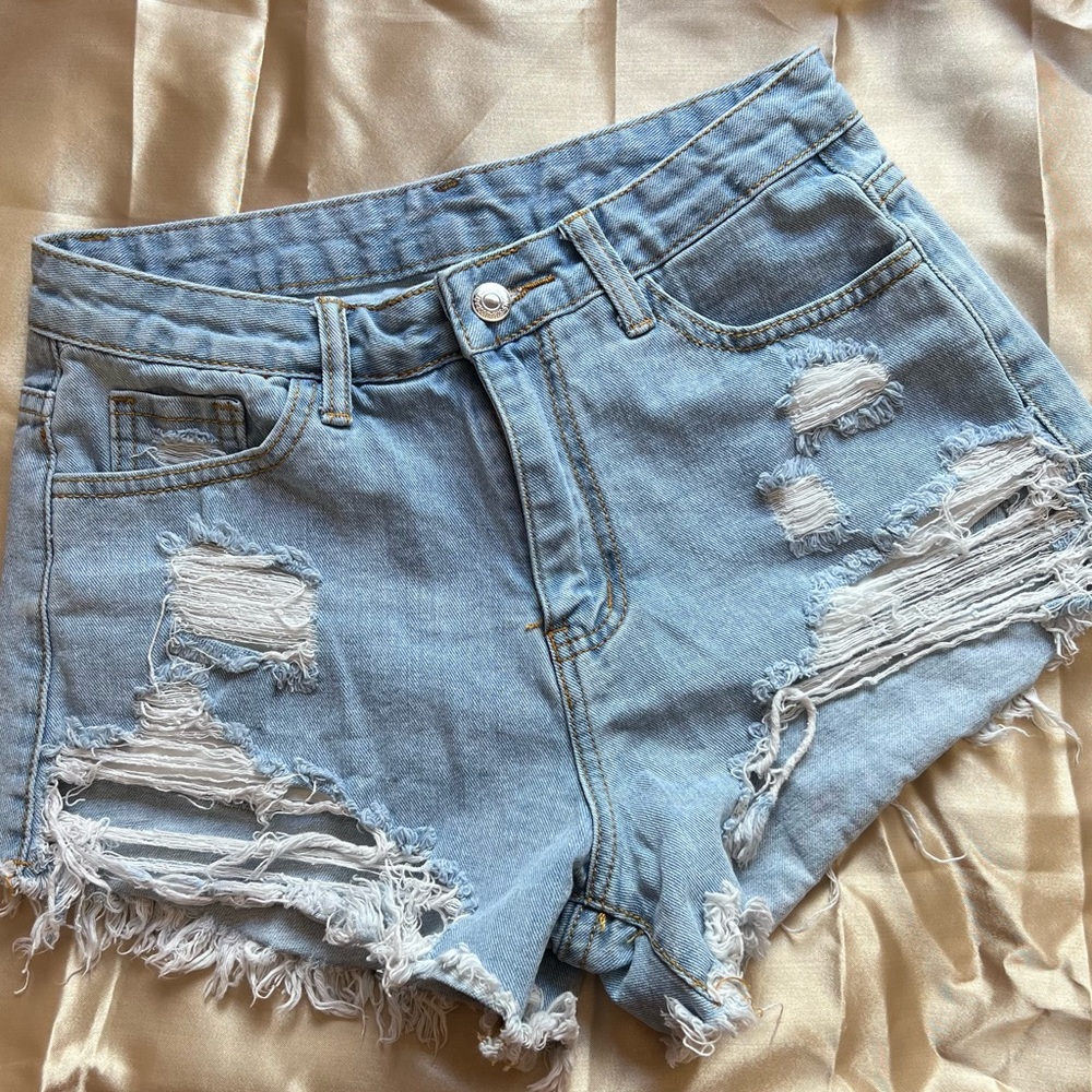 Denim Shorts. Light blue wash. Size small